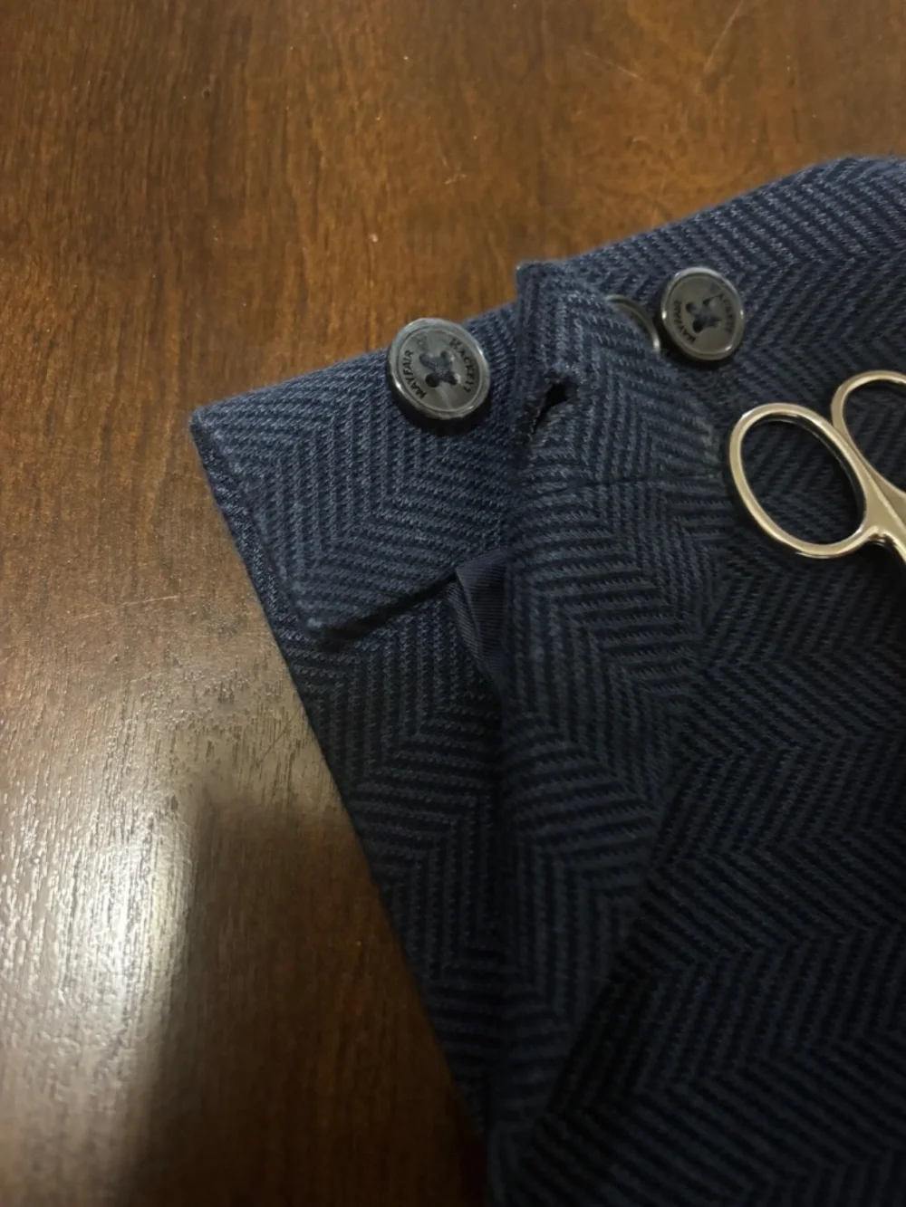 Hackett Mayfair Herringbone Blue Linen Cotton Blazer Jacket Half Lined US 40R